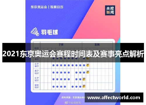 2021东京奥运会赛程时间表及赛事亮点解析